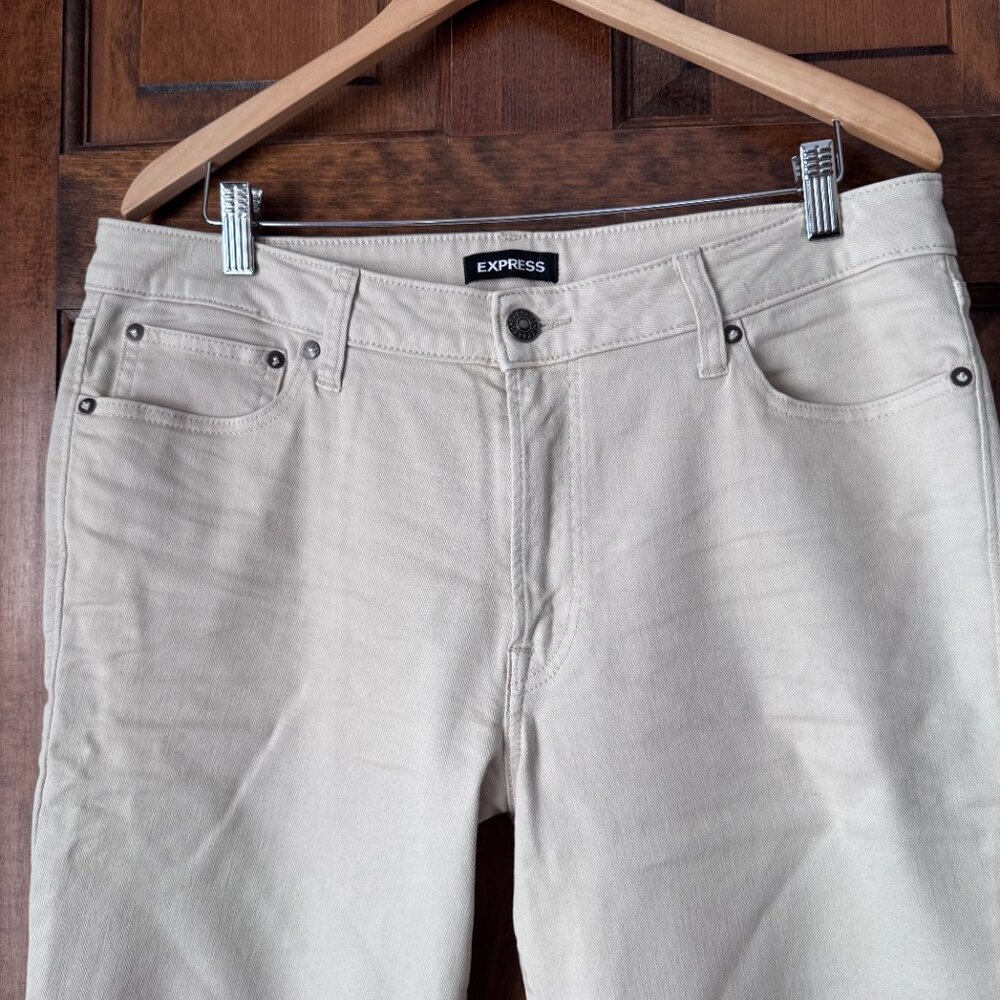 Express #5 Off White 5-Pocket Jeans 34 x 30 Slim - Picture 2 of 15